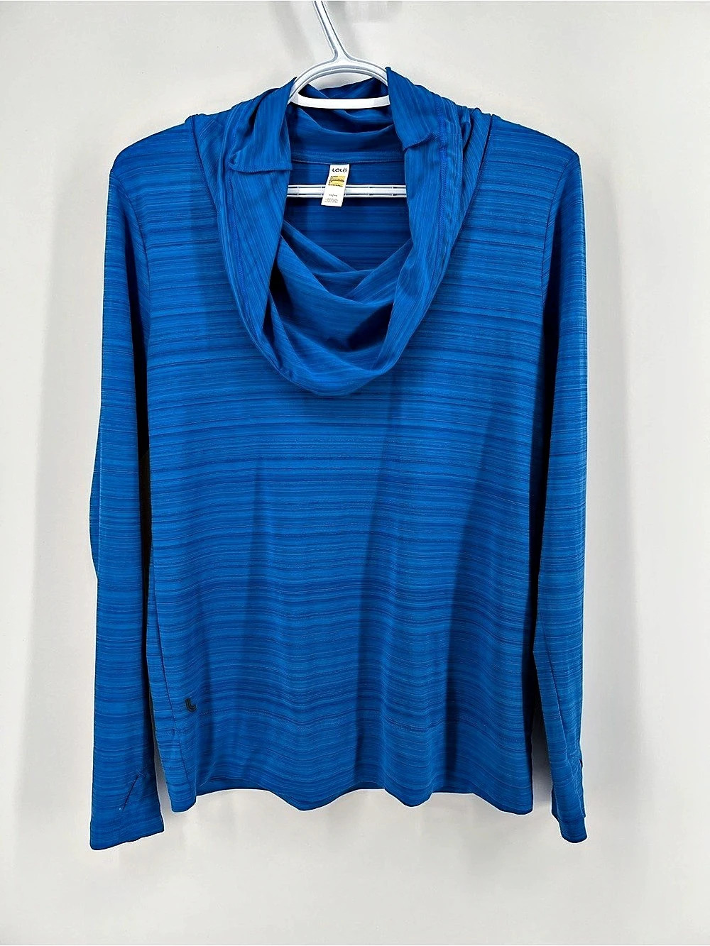 Lolë Women’s Medium Blue Cowl Neck Pullover Top Blue - Adjustable Cowl